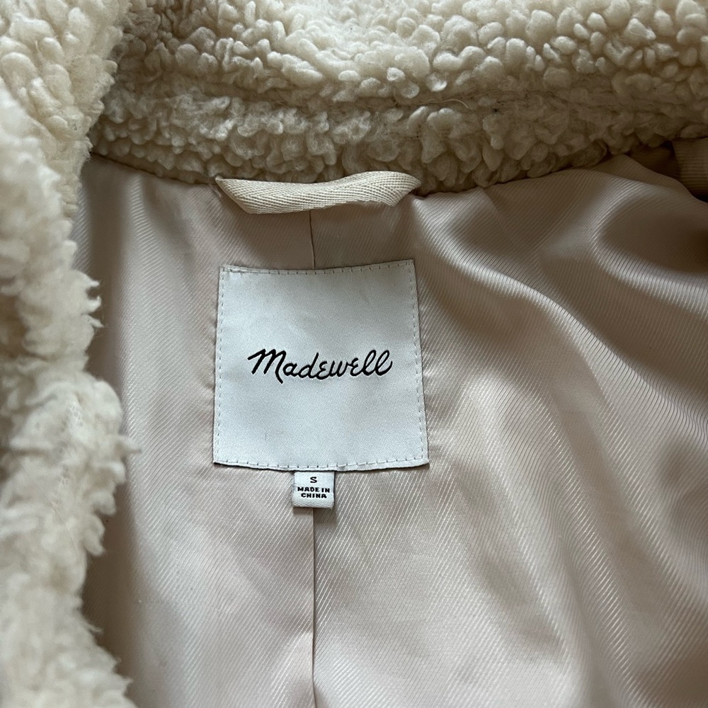 Madewell cream Sherpa soft oversized teddy jacket coat white beige tan small - Picture 7 of 10